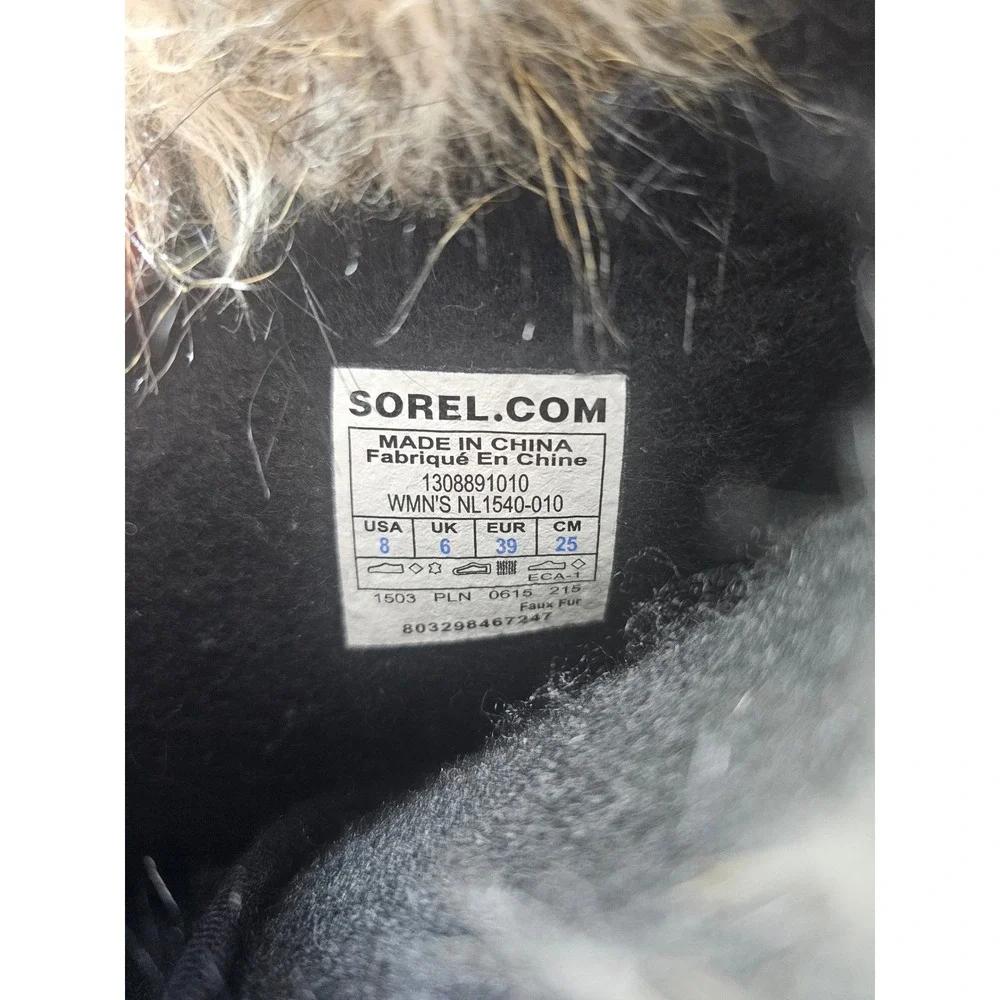 Sorel Joan of Arctic Snow Boot Women 8 Black Faux Fur Waterproof NL1540